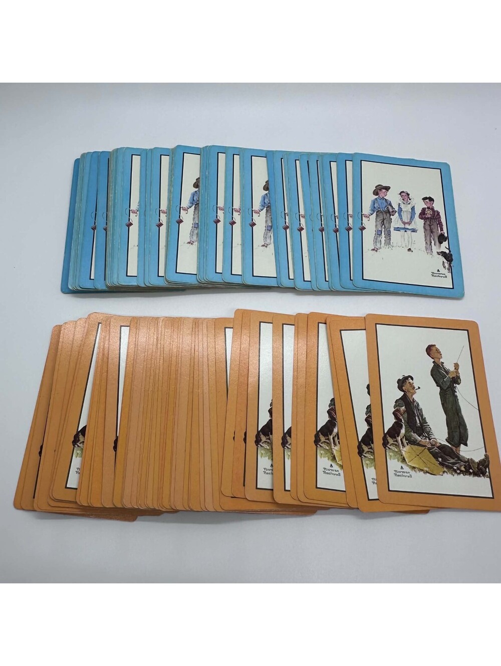 Vintage 1970s Norman Rockwell Trump Hoyle Playing Cards 2 Deck Lot No Jokers EUC